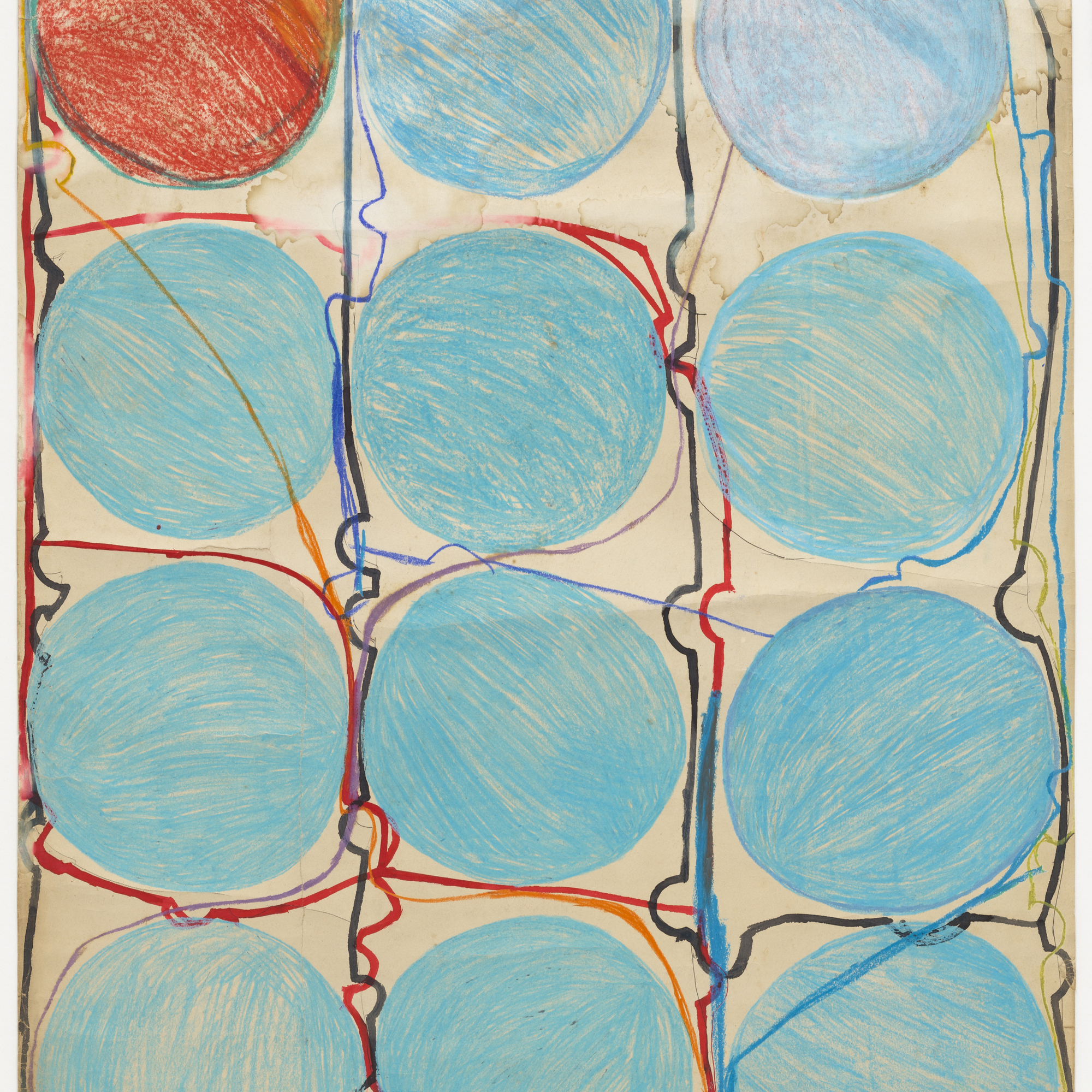 Atsuko Tanaka. Untitled. 1956. Watercolor and felt-tip pen on paper, 42 7/8 × 30 3/8″ (108.9 × 77.2 cm). The Museum of Modern Art, New York. Purchased with funds provided by the Edward John Noble Foundation, Frances Keech Fund, and Committee on Drawings Funds. © 2010 Ryoji Ito