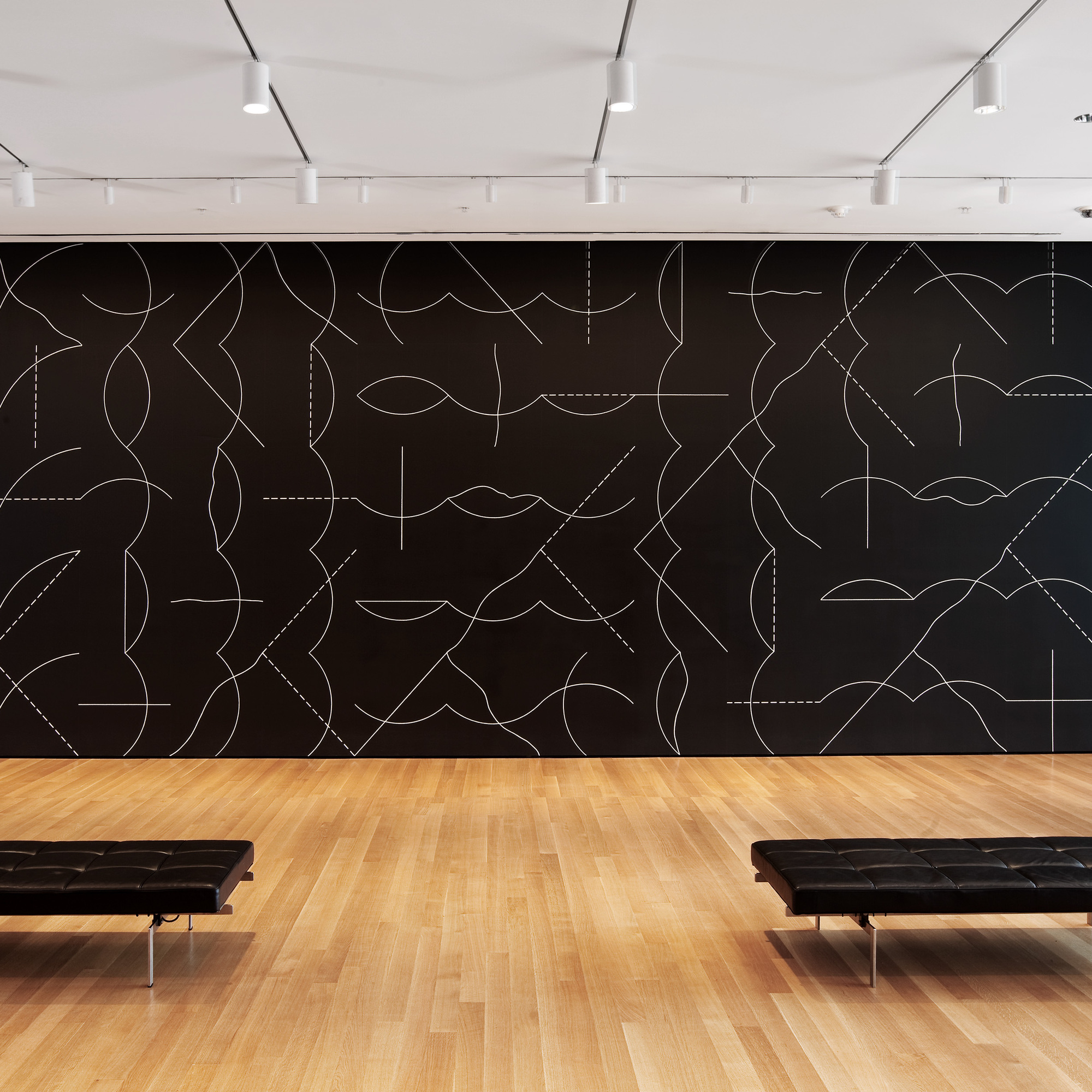 Installation view of Sol LeWitt’s Wall Drawing #260 at The Museum of Modern Art, 2008. Sol LeWitt. Wall Drawing #260. 1975. Chalk on painted wall, dimensions variable. Gift of an anonymous donor. © 2008 Sol LeWitt/Artists Rights Society (ARS), New York. Photo © Jason Mandella