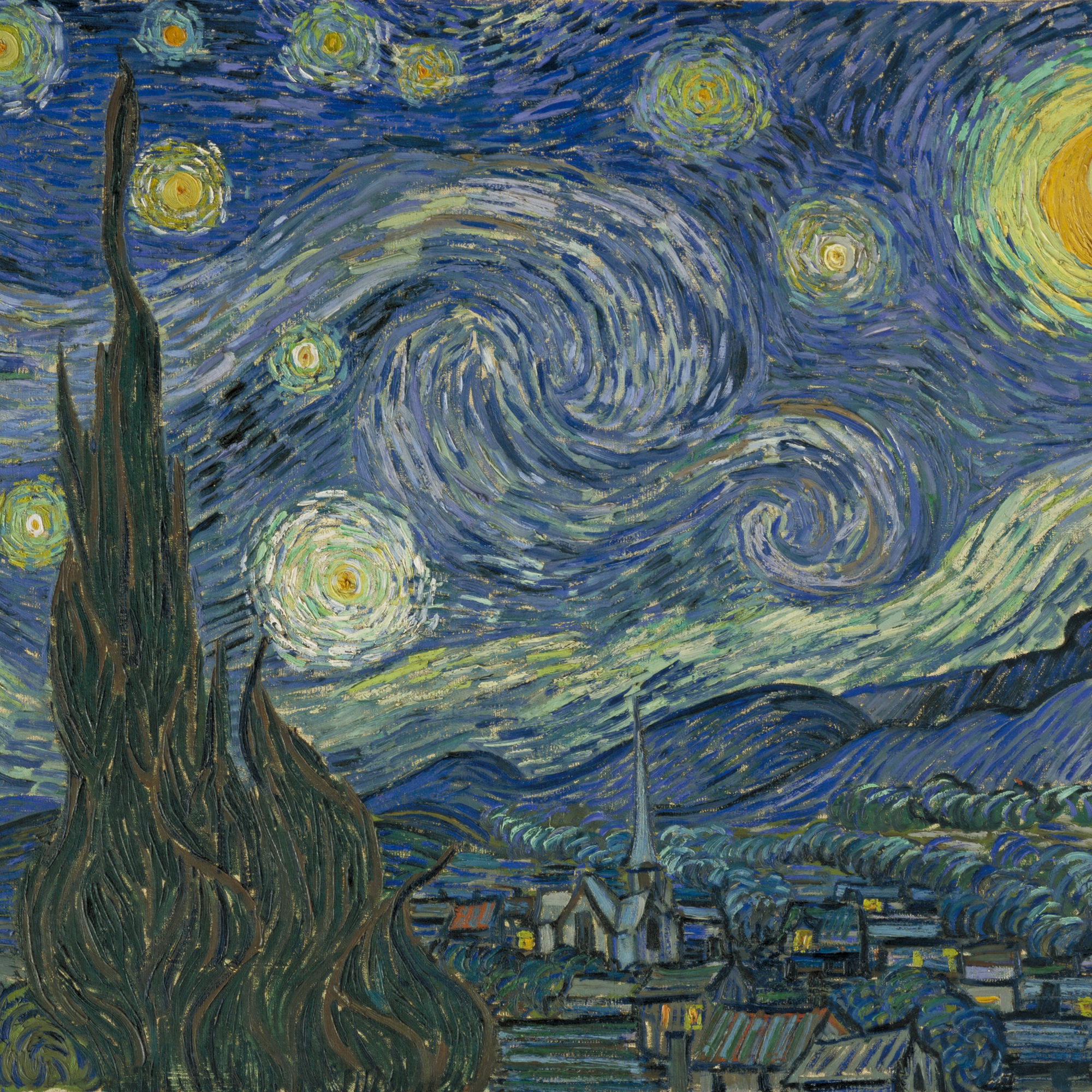 Vincent van Gogh. The Starry Night. Saint Rémy, June 1889. Oil on canvas, 29 × 36 1/4ʺ (73.7 × 92.1 cm). Acquired through the Lillie P. Bliss Bequest. Photo © 1999 The Museum of Modern Art, N.Y.