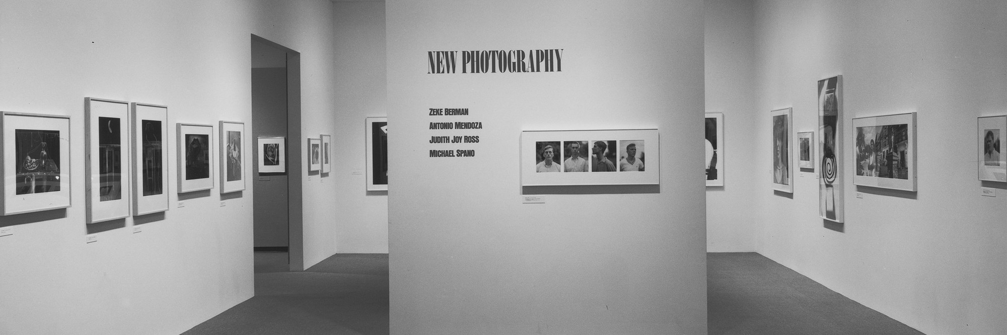 Installation view of New Photography: Zeke Berman, Antonio Mendoza, Judith Joy Ross, and Michael Spano (August 22–December 3, 1985). Museum of Modern Art, New York. Photo: Mali Olatunji