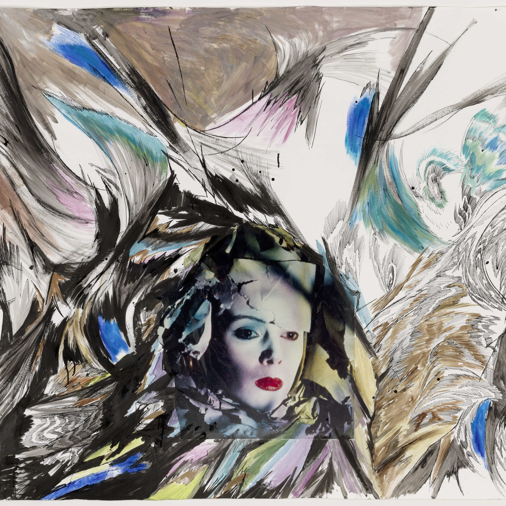 Amelie von Wulffen. German, born 1966. Untitled. 2003. Cut-and-pasted chromogenic color print, synthetic polymer paint, and ink on paper, 47 × 68 1/2″ (119.4 × 174 cm). The Judith Rothschild Foundation Contemporary Drawings Collection Gift. © 2009 Amelie von Wulffen