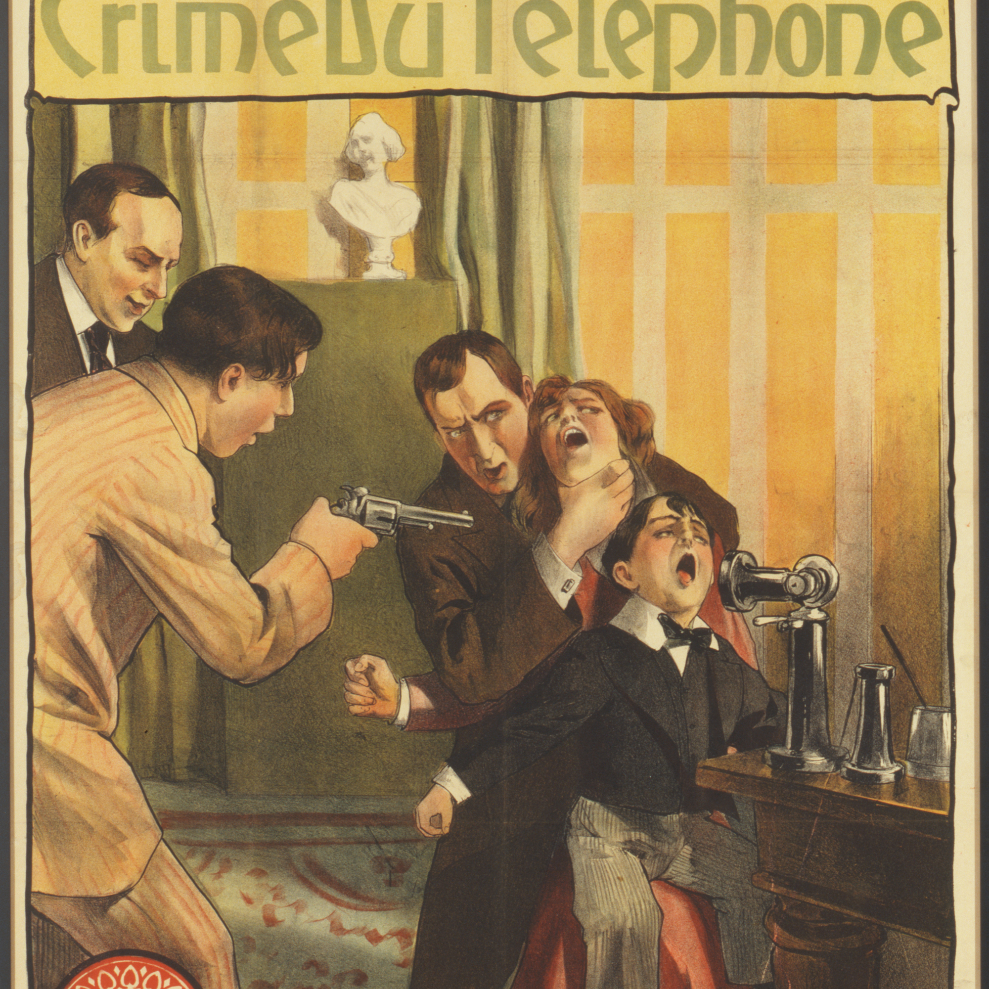 Poster for Bout-de-Zan et le crime au telephone (1914, France, Gaumont, Directed by Louis Feuillade). Lithograph, 40 × 30″ (101.6 × 76.2 cm). Department of Film Collection