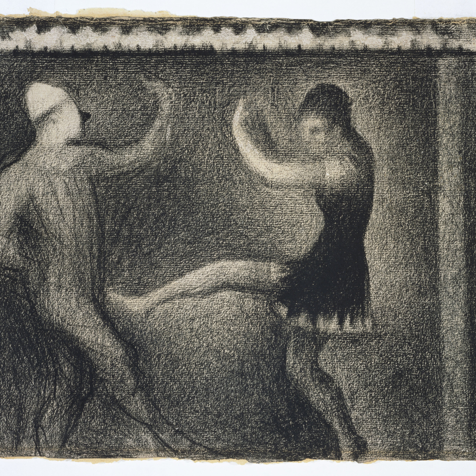 Georges Seurat. Pierrot and Colombine. c. 1887–88. Conté crayon on paper, 9 3/4 × 12 5/16″ (24.8 × 31.2 cm). The Kasama Nichido Museum of Art