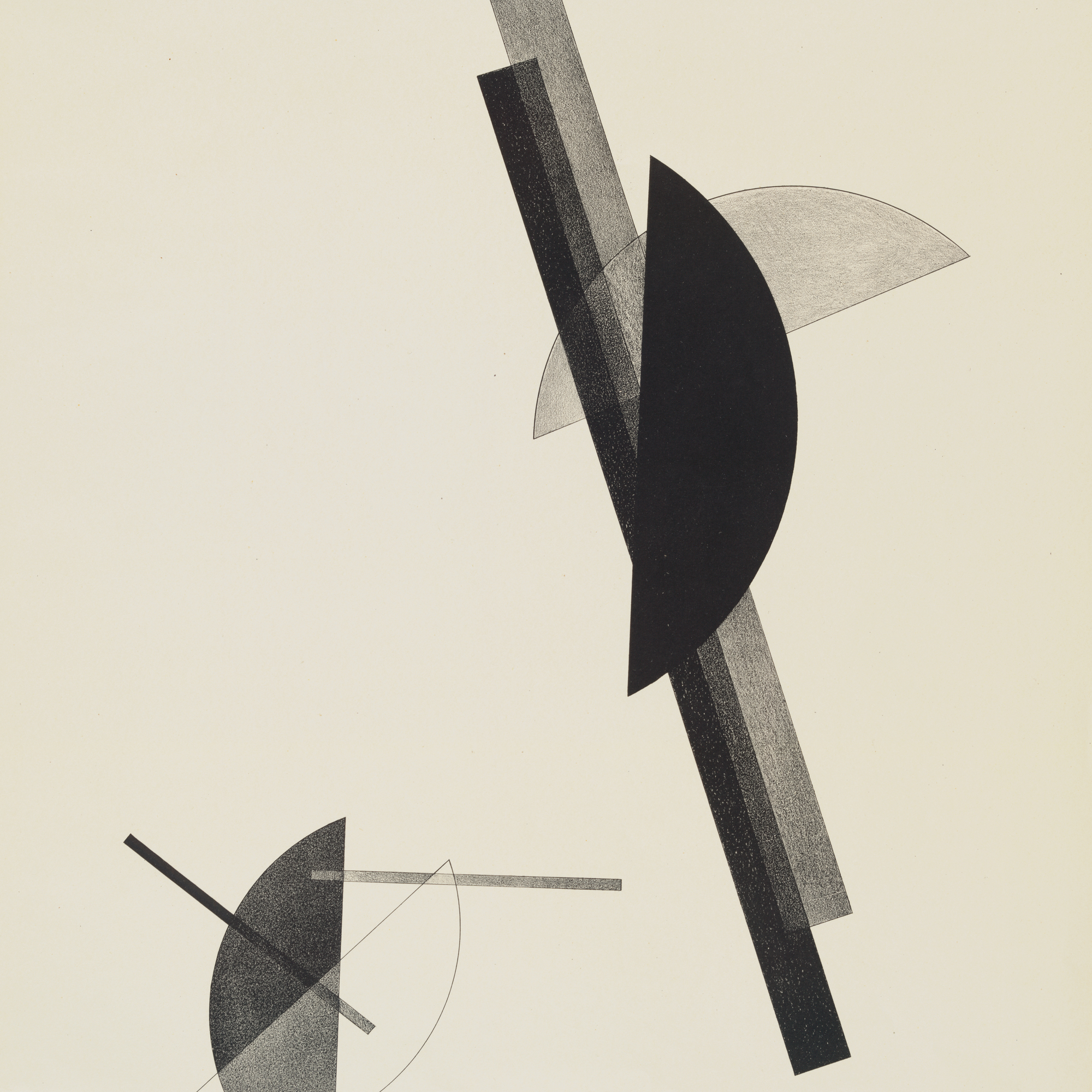 László Moholy-Nagy. Untitled, from Constructions. 1923. Lithograph, sheet: 23 9/16 × 17 5/16″ (59.8 × 44 cm). Publisher: Eckart von Sydow and Verlag des Buchhändlers Ludwig Eye, Hannover, Germany. Printer: Leunis & Chapman, Hannover, Germany. Edition: 50. The Museum of Modern Art. Acquired through the publisher. © 2008 Artists Rights Society (ARS), New York/VG Bild-Kunst, Bonn
