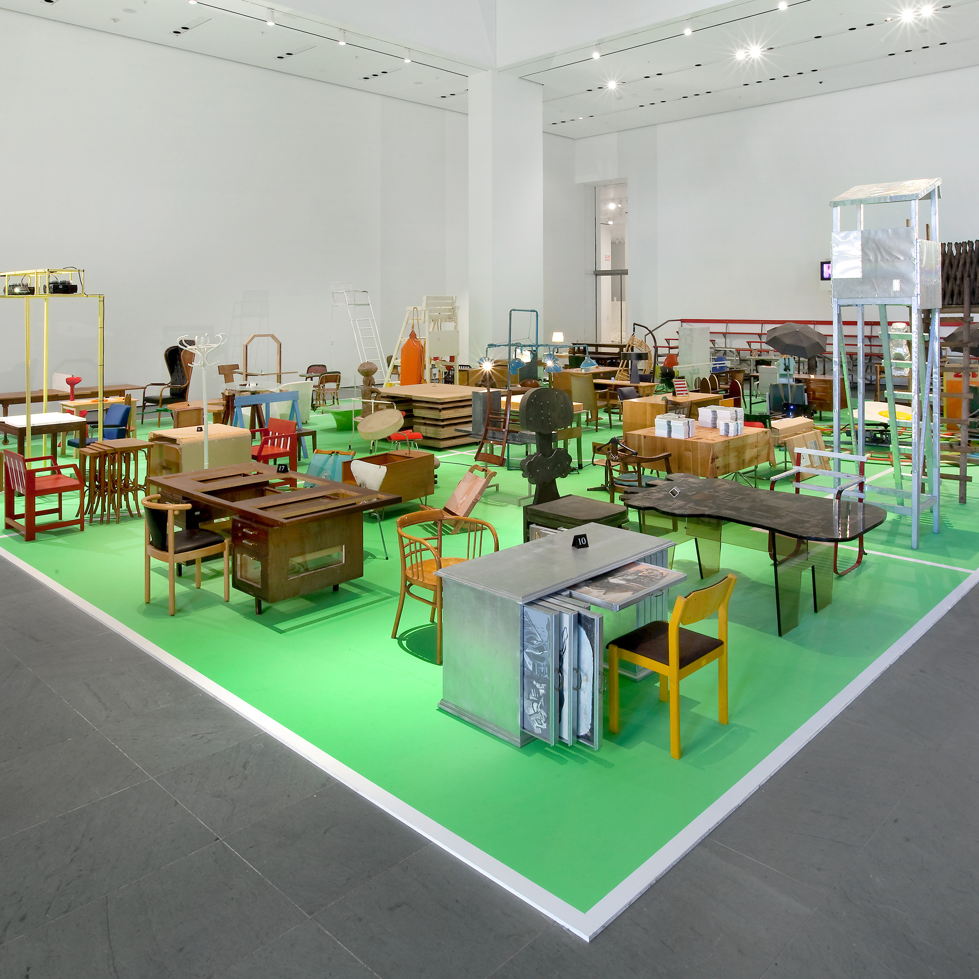 Martin Kippenberger. Installation view of The Happy End of Franz Kafka’s “Amerika.” Mixed media, dimensions variable. © Estate Martin Kippenberger, Galerie Gisela Capitain, Cologne. Photo © 2009 Jason Mandella