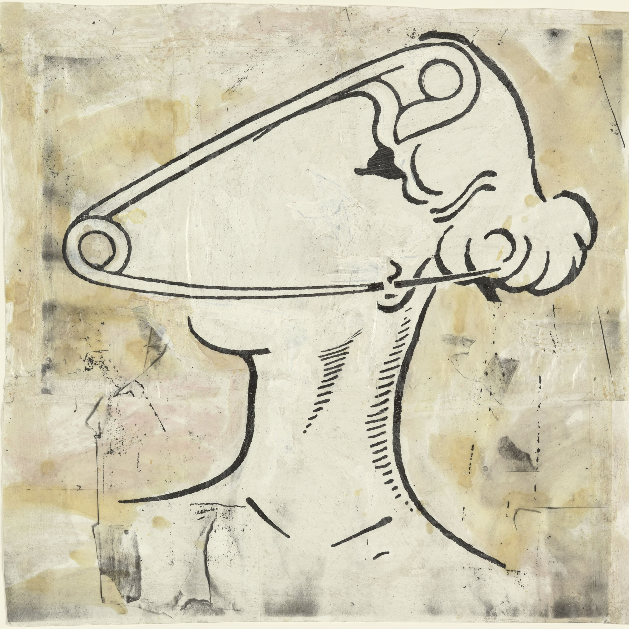 Steve Gianakos. She Could Hardly Wait. 1996. Oil and ink on cut-and-pasted printed paper, 27 x 27 1/2" (68.6 x 69.9 cm). The Judith Rothschild Foundation Contemporary Drawings Collection Gift. © 2012 Steve Gianakos