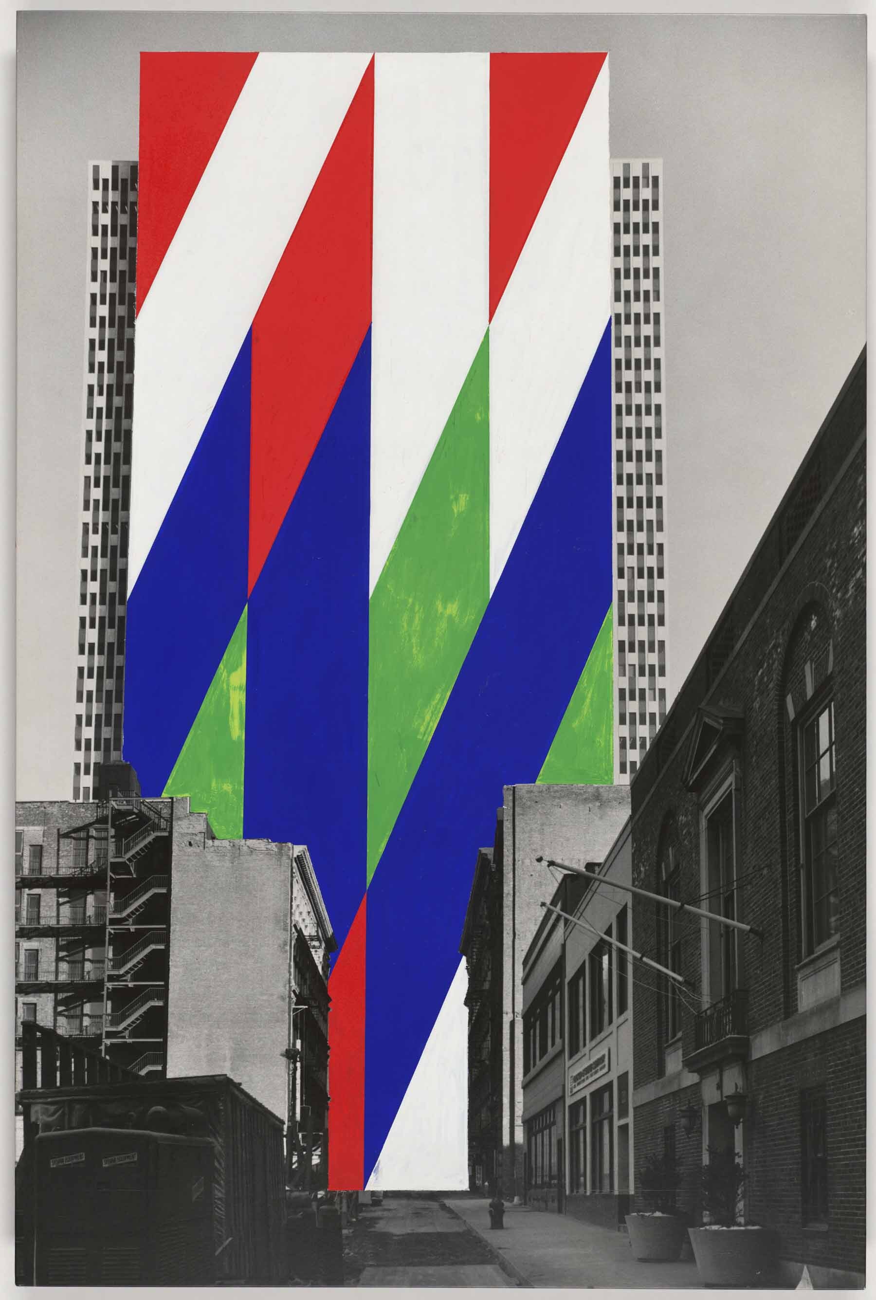 Jason Crum (American, 1935–2004). Project for a Painted Wall, New York City, New York. Perspective. 1969. Gouache on photograph. 30 × 20″ (76.2 × 50.8 cm). The Museum of Modern Art, New York. Purchase, 1969
