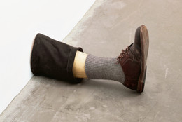 Robert Gober (American, born 1954). Untitled Leg. 1989–90. Beeswax, cotton, wood, leather, human hair, 11 3/8 x 7 3/4 x 20″ (28.9 x 19.7 x 50.8 cm). The Museum of Modern Art, New York. Gift of the Dannheiser Foundation. © 2014 Robert Gober