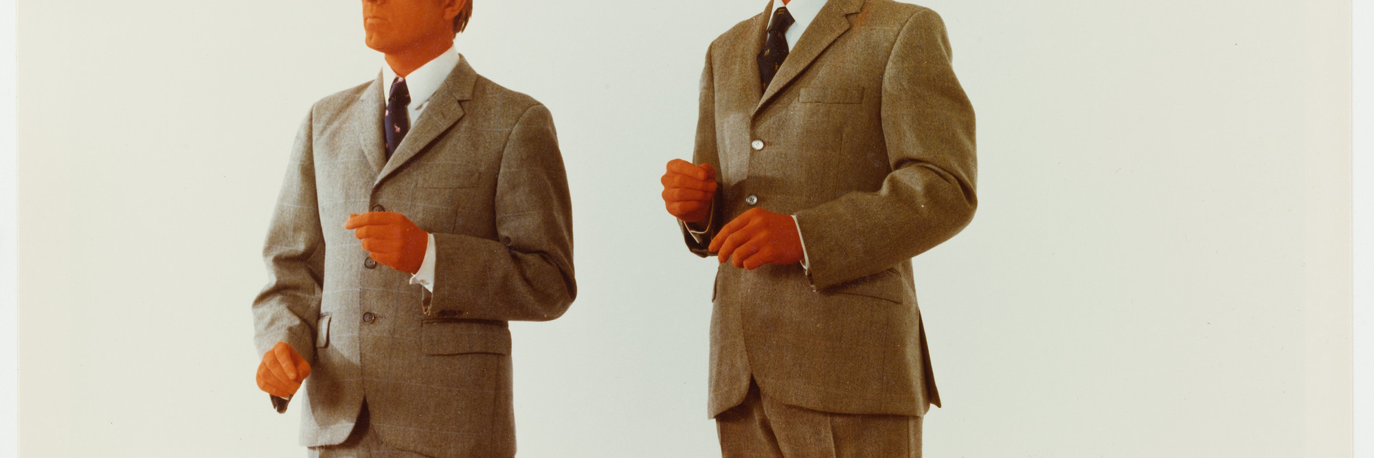 Gilbert &amp; George. The Red Sculpture Album. 1975. Artist’s book of 11 chromogenic color prints with text, 15 3/16 x 19 7/8″ (38.5 x 50.5 cm). Art &amp; Project/Depot VBVR Gift. © 2015 Gilbert &amp; George