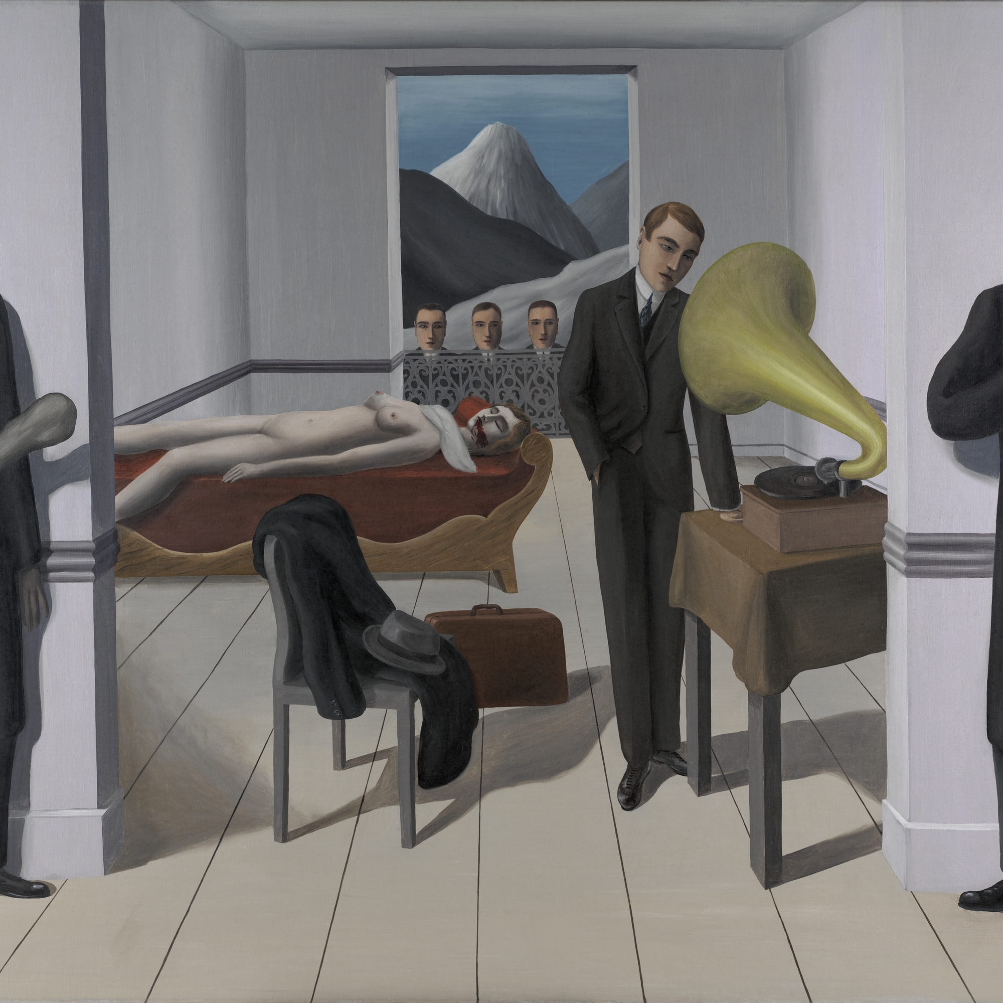 René Magritte. The Menaced Assassin. Brussels, 1927. Oil on canvas, 59 1/4″ × 6′ 4 7/8″ (150.4 × 195.2 cm). The Museum of Modern Art. Kay Sage Tanguy Fund. © 2013 Charly Herscovici, Brussels/Artists Rights Society (ARS), New York