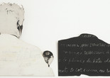 Marcel Broodthaers. Pour un art de l’écriture. Pour une écriture de l’art (On the art of writing. On the writing of art). 1968. Painted photographic canvas on two cut-out composition boards, left: 40 5/8 × 42 3/8” (103.2 × 107.6 cm); right: 23 1/2 × 42 1/2” (59.7 × 107.9 cm). The Museum of Modern Art, New York. Gift of Raymond J. Learsy and Gabriella De Ferrari, 1991. © 2015 Estate of Marcel Broodthaers/Artists Rights Society (ARS), New York/SABAM, Brussels