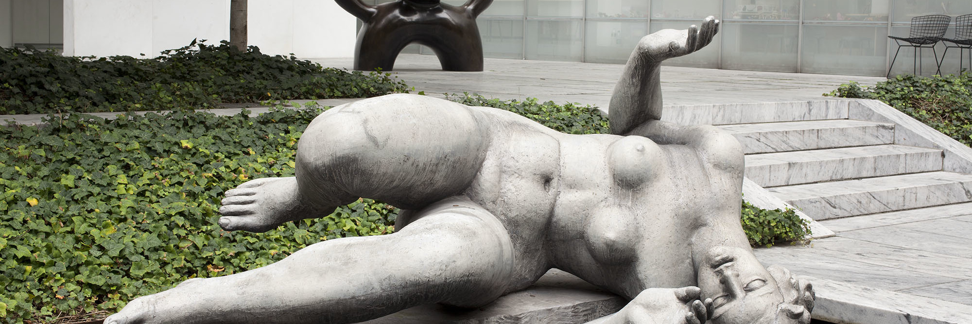 Shown, from back: Joan Miró. Moonbird. 1966. Bronze, 7&#39; 6&#34; x 6&#39; 6&#34; x 57&#34; (228.5 x 198.2 x 144.9 cm). Nina and Gordon Bunshaft Bequest. © 2012 Successió Miró/Artists Rights Society (ARS), New York/ADAGP, Paris; Aristide Maillol. The River. Begun 1938–39; completed 1943 (cast 1948). Lead, 53 3/4&#34; x 7&#39; 6&#34; x 66&#34; (136.5 x 228.6 x 167.7 cm), on lead base designed by the artist 9 3/4 x 67 x 27 3/4&#34; (24.8 x 170.1 x 70.4 cm). Printer: Alexis Rudier. Mrs. Simon Guggenheim Fund. © 2012 Artists Rights Society (ARS), New York/ADAGP, Paris