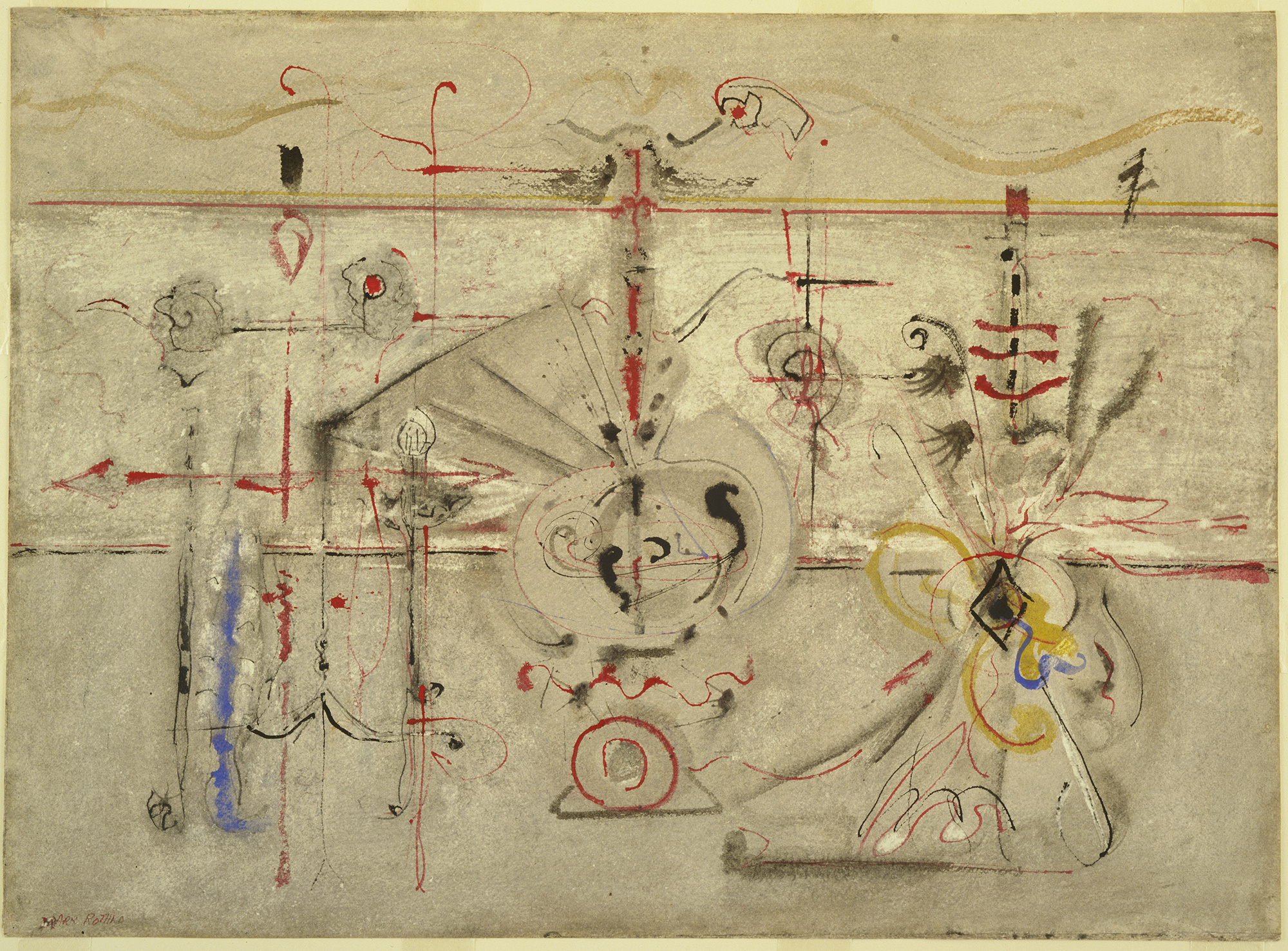 Mark Rothko. Archaic Idol. 1945. Ink and gouache on paper, 21 7/8 × 30″ (55.6 × 76.2 cm). The Museum of Modern Art, New York. The Joan and Lester Avnet Collection, 1978. © 2000 Kate Rothko Prizel & Christopher Rothko/Artists Rights Society (ARS), New York