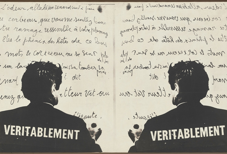 Marcel Broodthaers (Belgian, 1924–1976). Véritablement (Truly). 1968. Photographic canvas, 30 1/2 × 48 7/16" (75.5 × 123 cm). The Museum of Modern Art, New York. Partial gift of the Daled Collection and partial purchase through the generosity of Maja Oeri and Hans Bodenmann, Sue and Edgar Wachenheim III, Marlene Hess and James D. Zirin, Agnes Gund, Marie-Josée and Henry R. Kravis, and Jerry I. Speyer and Katherine G. Farley, 2011. © 2016 Estate of Marcel Broodthaers/Artists Rights Society (ARS), New York/SABAM, Brussels