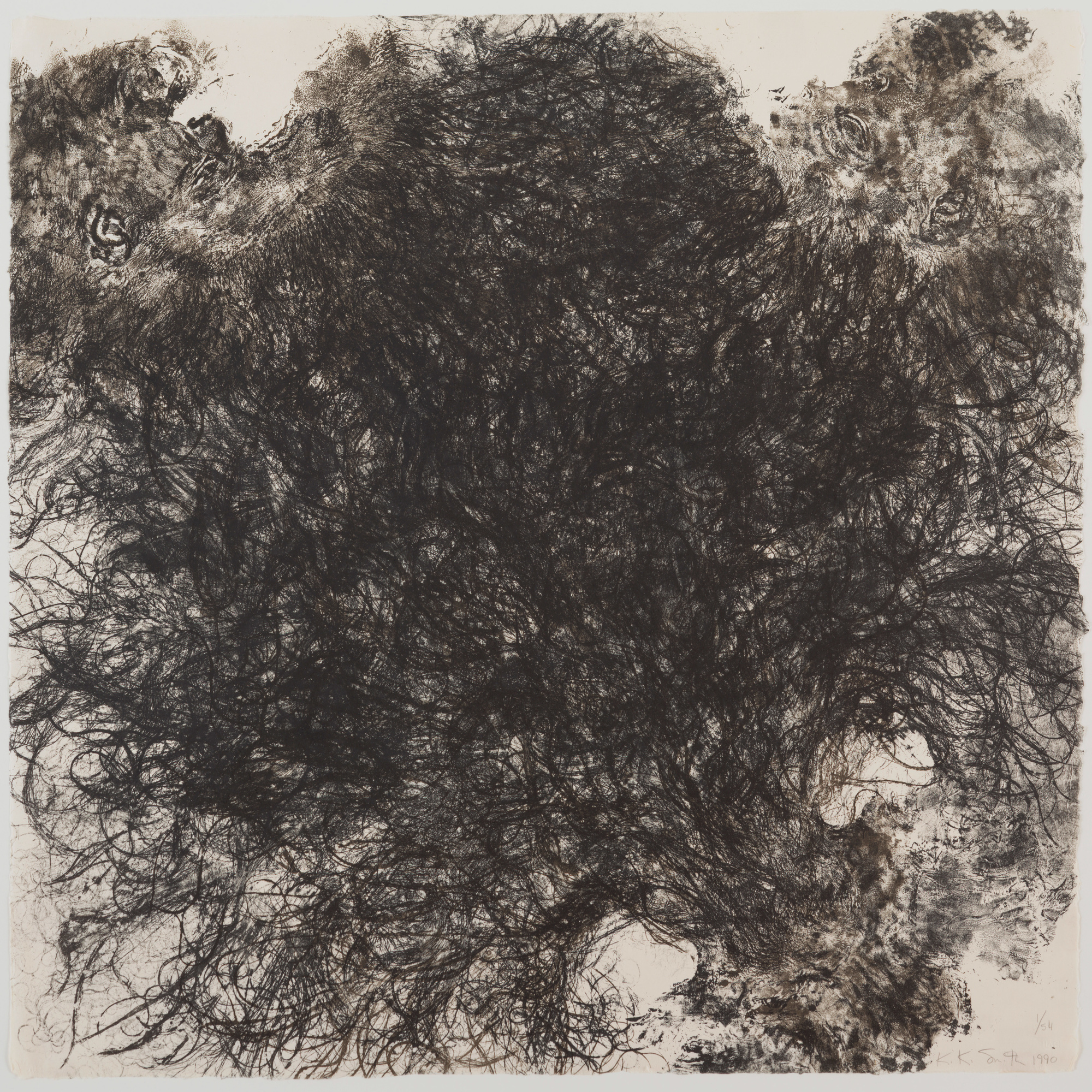 Kiki Smith. Untitled. 1990. Lithograph on handmade Japanese paper, sheet: 35 3/4 × 36″ (90.8 × 91.5 cm). Publisher and printer: Universal Limited Art Editions, West Islip, New York. Edition: 54. The Museum of Modern Art. Gift of Emily Fisher Landau