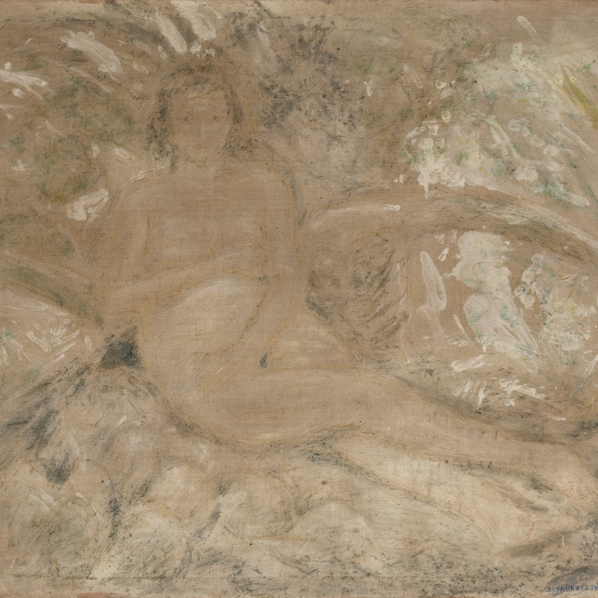 Armando Reverón (Venezuelan, 1889–1954). Woman of the River (La Mujer del Río). 1939. Oil on canvas, 52 × 56 7/8″ (132.1 × 144.5 cm), The Museum of Modern Art, New York. Fractional and promised gift of Patricia Phelps de Cisneros in honor of John Elderfield, 2004. Photo: Jonathan Muzikar