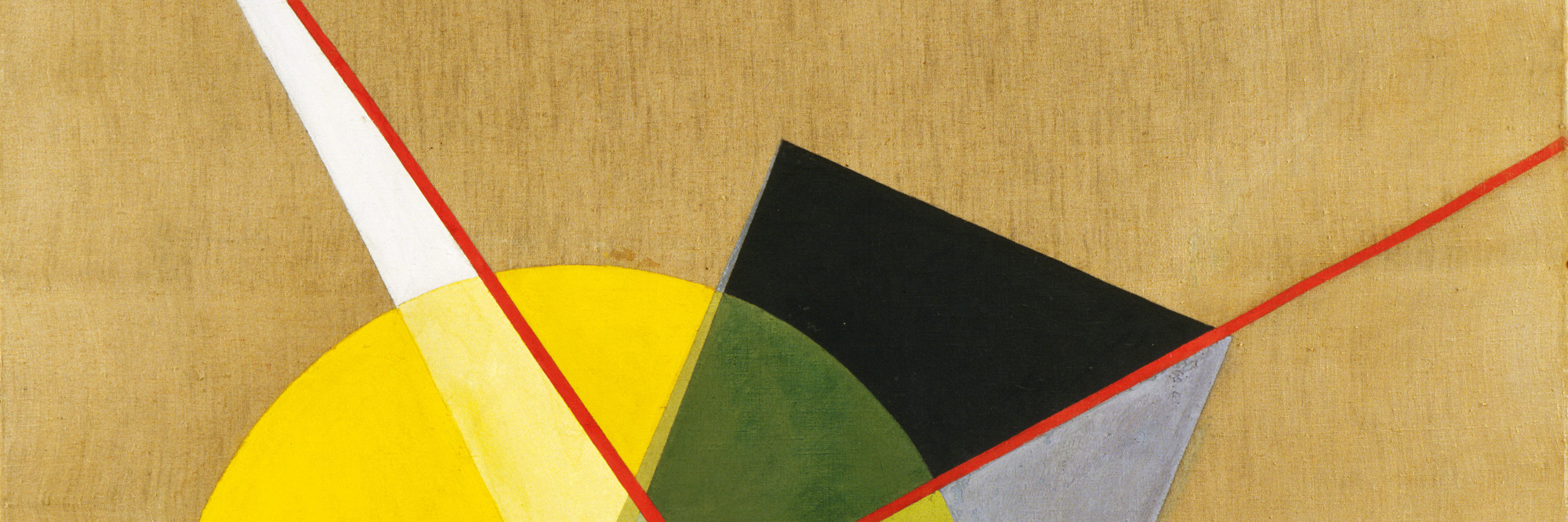 László Moholy-Nagy. Yellow Circle. 1921. Oil on canvas. 53 1/8 × 45″ (135 × 114.3 cm). The Riklis Collection of McCrory Corporation. © 2016 Artists Rights Society (ARS), New York / VG Bild-Kunst, Bonn
