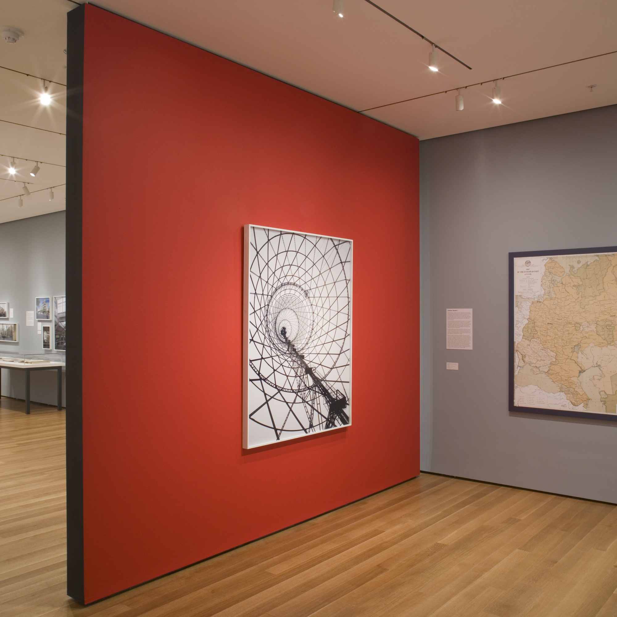 Installation view of Lost Vanguard: Soviet Modernist Architecture, 1922–32. The Museum of Modern Art. Photo: John Wronn