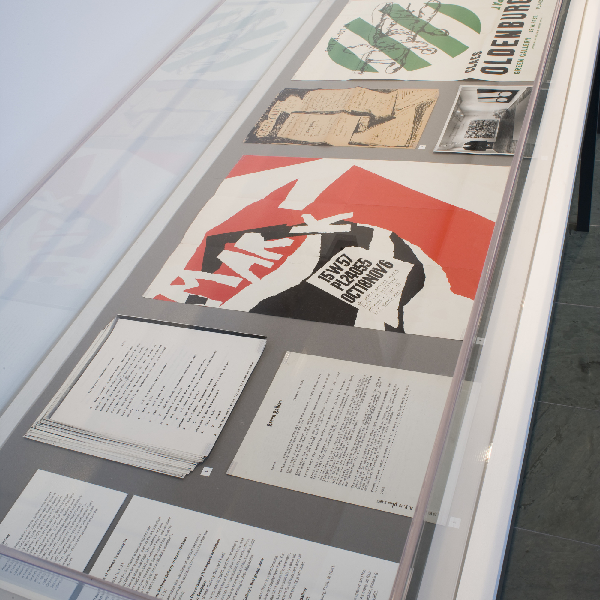 Installation view of The Dealer as Co-Conspirator: Selections from the Richard Bellamy Papers in The Museum of Modern Art Archives. © 2016 The Museum of Modern Art, New York. Photo: Thomas Griesel