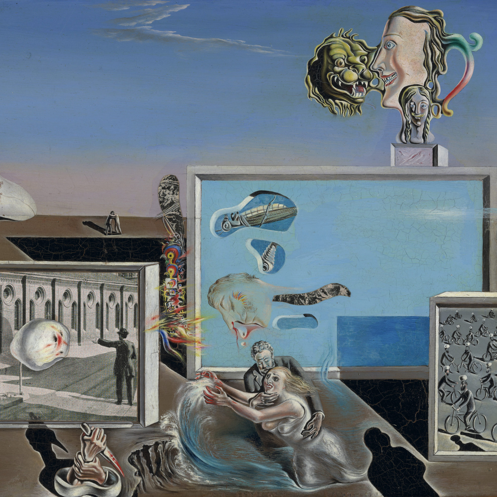 Salvador Dalí. Illumined Pleasures. 1929. Oil and collage on composition board, 9 3/8 × 13 3/4″ (23.8 × 34.7 cm). The Sidney and Harriet Janis Collection. Copyright © 2016 Salvador Dalí, Gala-Salvador Dalí Foundation / Artists Rights Society (ARS), New York