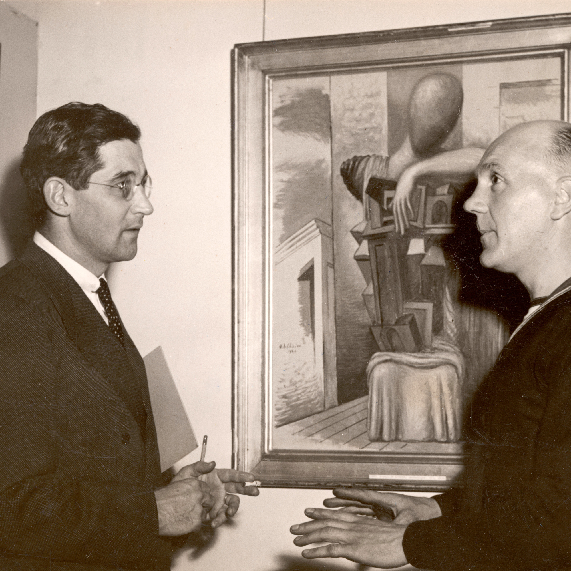 James Thrall Soby and a serviceman at the Museum’s Servicemen’s Party, fall 1943. James Thrall Soby papers. The Museum of Modern Art Archives, New York.