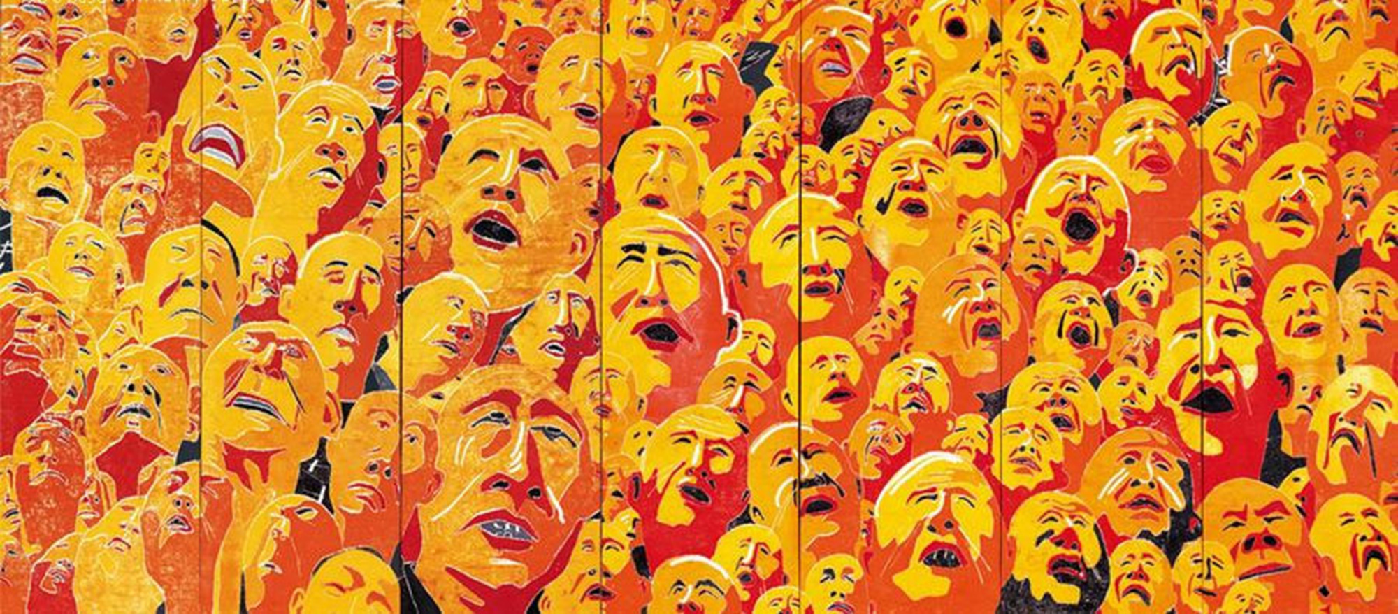 Fang Lijun. 2003.2.1. 2003. Woodcut on seven scrolls, overall: 13 × 28′ (396.2 × 853.4 cm). Publisher: Alexander Ochs Galleries Berlin/Beijing. Printer: the artist. Edition: 8. The Museum of Modern Art, New York. Fund for the Twenty-First Century, 2004. © 2005 Fang Lijun and Alexander Ochs Galleries Berlin/Beijing