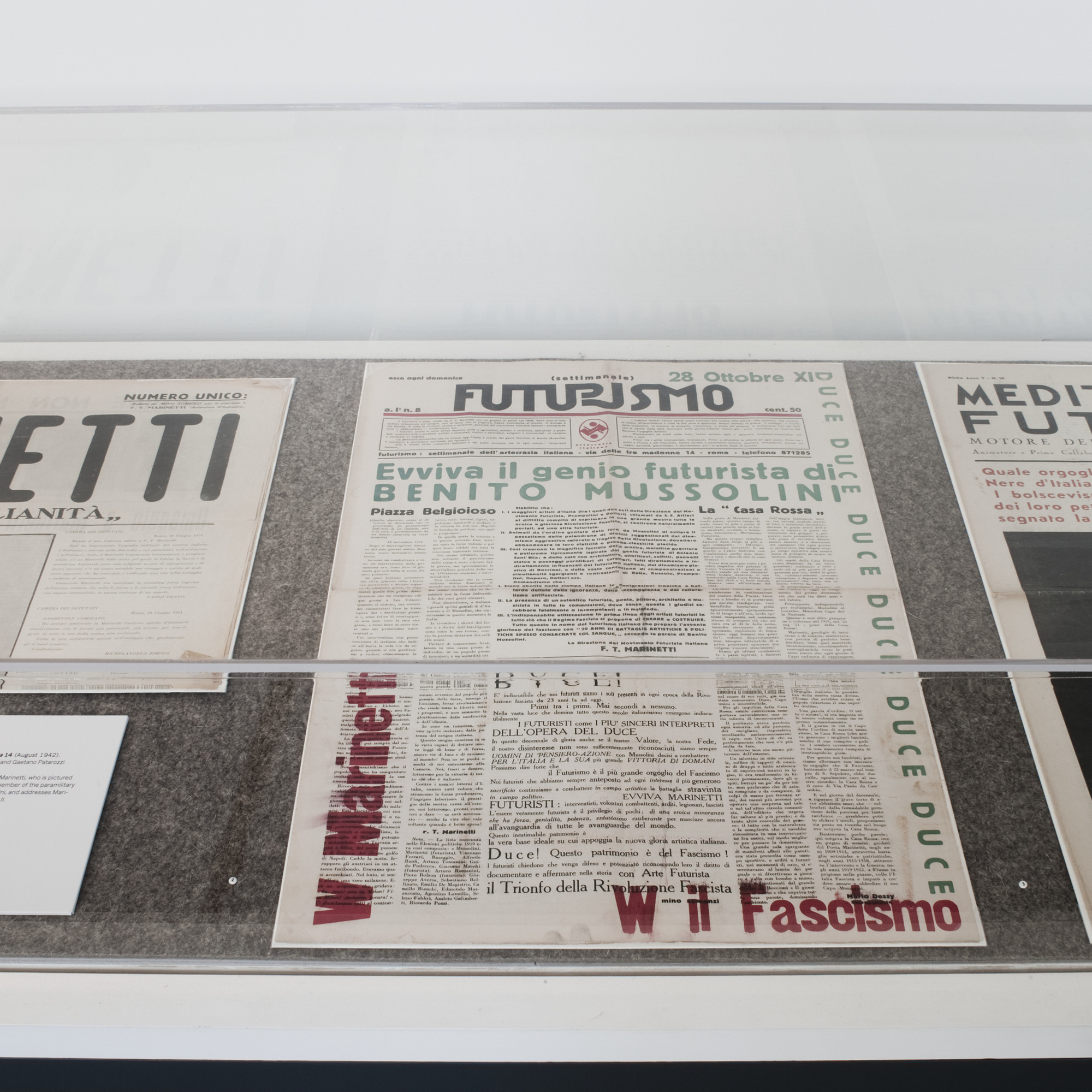 Installation view of Words in Freedom: Futurism at 100 at The Museum of Modern Art, 2009. Photo: Thomas Griesel