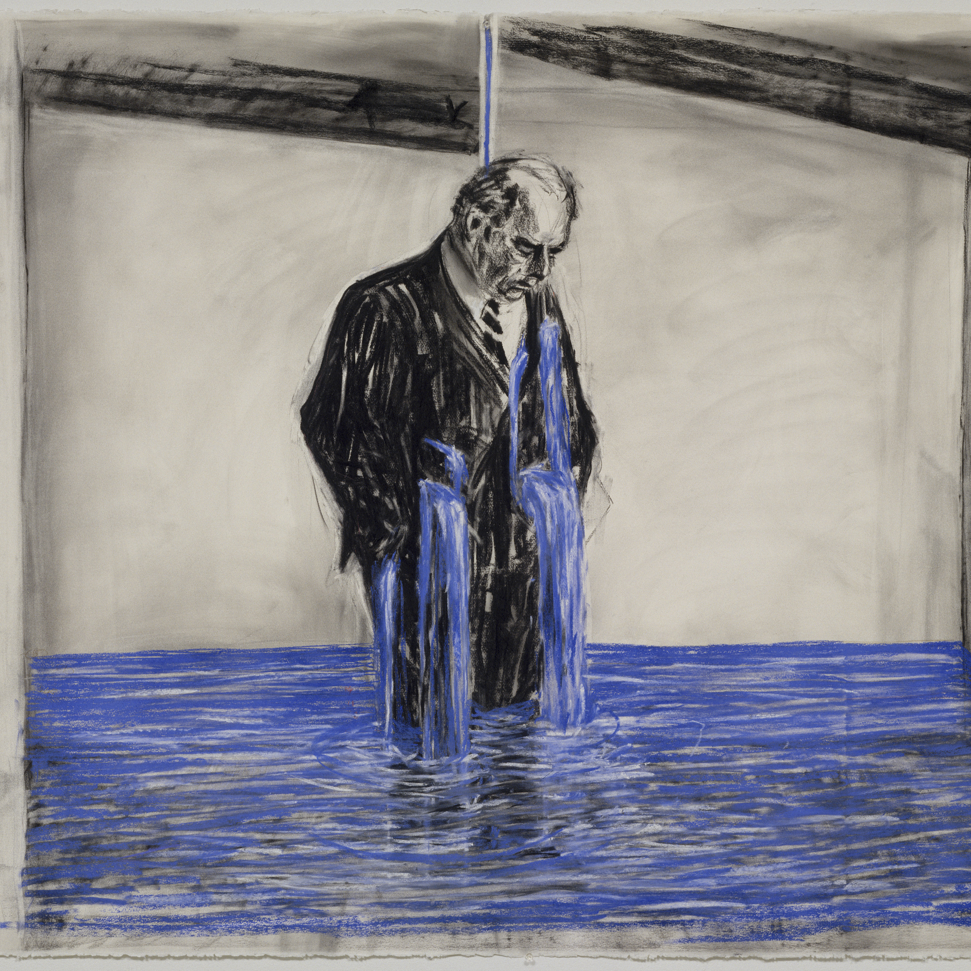 William Kentridge. Drawing from Stereoscope, “Untitled.” 1998–99. Charcoal, pastel, and colored pencil on paper, 47 1/4 × 63″ (120 × 160 cm). The Museum of Modern Art, New York. Gift of The Junior Associates of The Museum of Modern Art, with special contributions from Anonymous, Scott J. Lorinsky, Yasufumi Nakamura, and The Wider Foundation