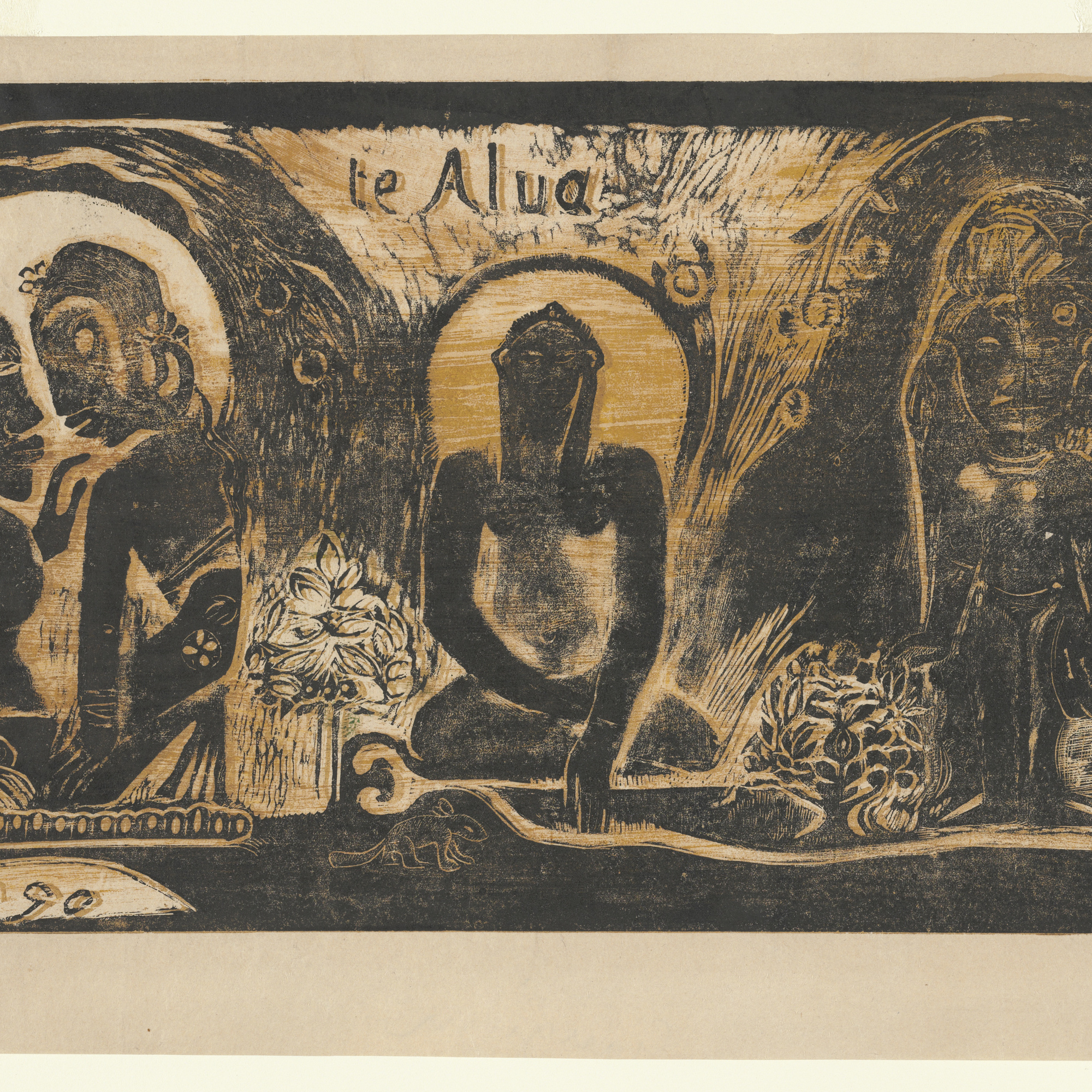 Paul Gauguin. Te Atua (The Gods). 1893–94. Woodcut, 8 × 13 7/8″ (20.3 × 35.2 cm). Printer: the artist, Paris. Edition: approx. 7. Gift of Abby Aldrich Rockefeller