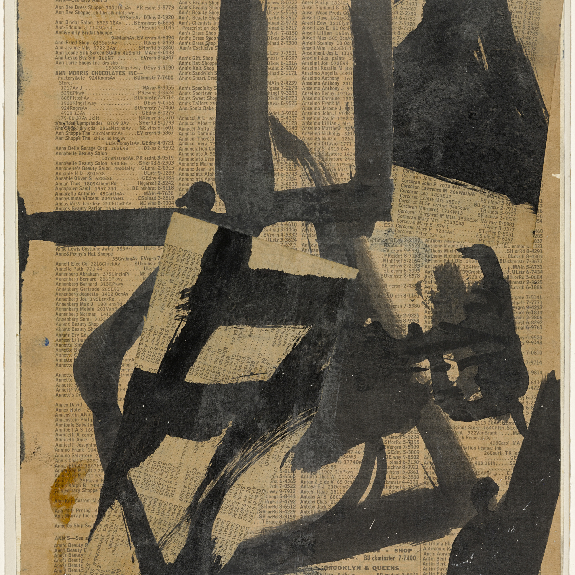 Franz Kline. Untitled II. c. 1952. Ink and oil on cut-and-pasted telephone book pages on paper on board, 11 × 9ʺ (28.1 × 23 cm). Purchase. © 2016 The Franz Kline Estate / Artists Rights Society (ARS), New York. Photo: John Wronn