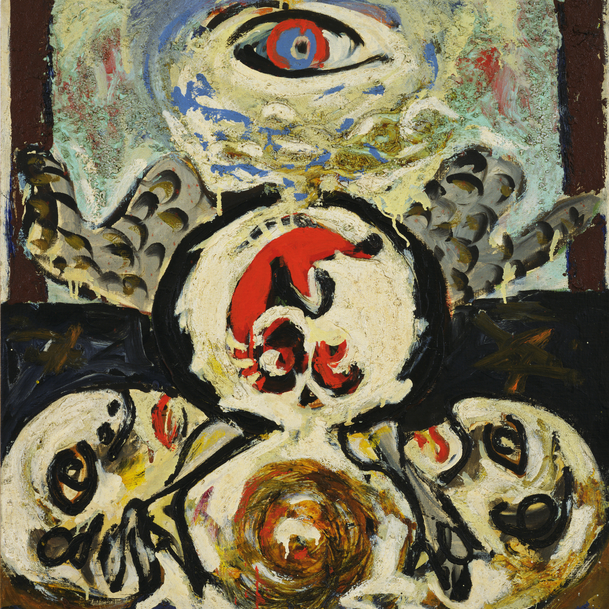 Jackson Pollock. Bird. c. 1938–41. Oil and sand on canvas, 27 3/4 × 24 1/4ʺ (70.5 × 61.6 cm). Gift of Lee Krasner in memory of Jackson Pollock. © 2016 Pollock-Krasner Foundation / Artists Rights Society (ARS), New York