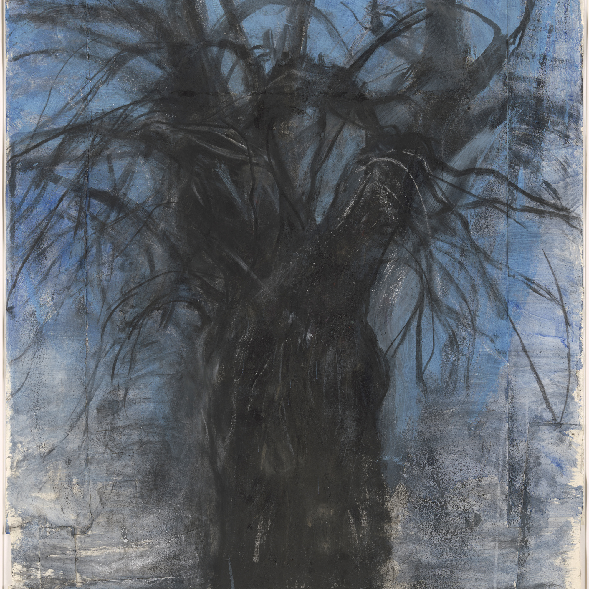 Jim Dine. A Tree that Shatters the Dancing. 1980. Synthetic polymer paint, synthetic polymer spray paint, charcoal and pastel on cut-and-pasted paper. 56 1/8 × 5 1/8ʺ (143.4 × 127.5 cm) (irreg). Gift of Nancy and Jim Dine in memory of Myron Orlofsky. © 2016 Jim Dine / Artists Rights Society (ARS), New York. Photo: Jonathan Muzikar