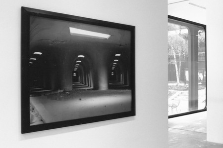 James Casebere. Tunnels. 1995. Cibachrome, 48 × 61 1/2″. Collection Lois and Richard Plehn. Installation view of Projects 59: Architecture as Metaphor at The Museum of Modern Art, New York, April 10–June 3, 1997. Photo: Erik Landsberg