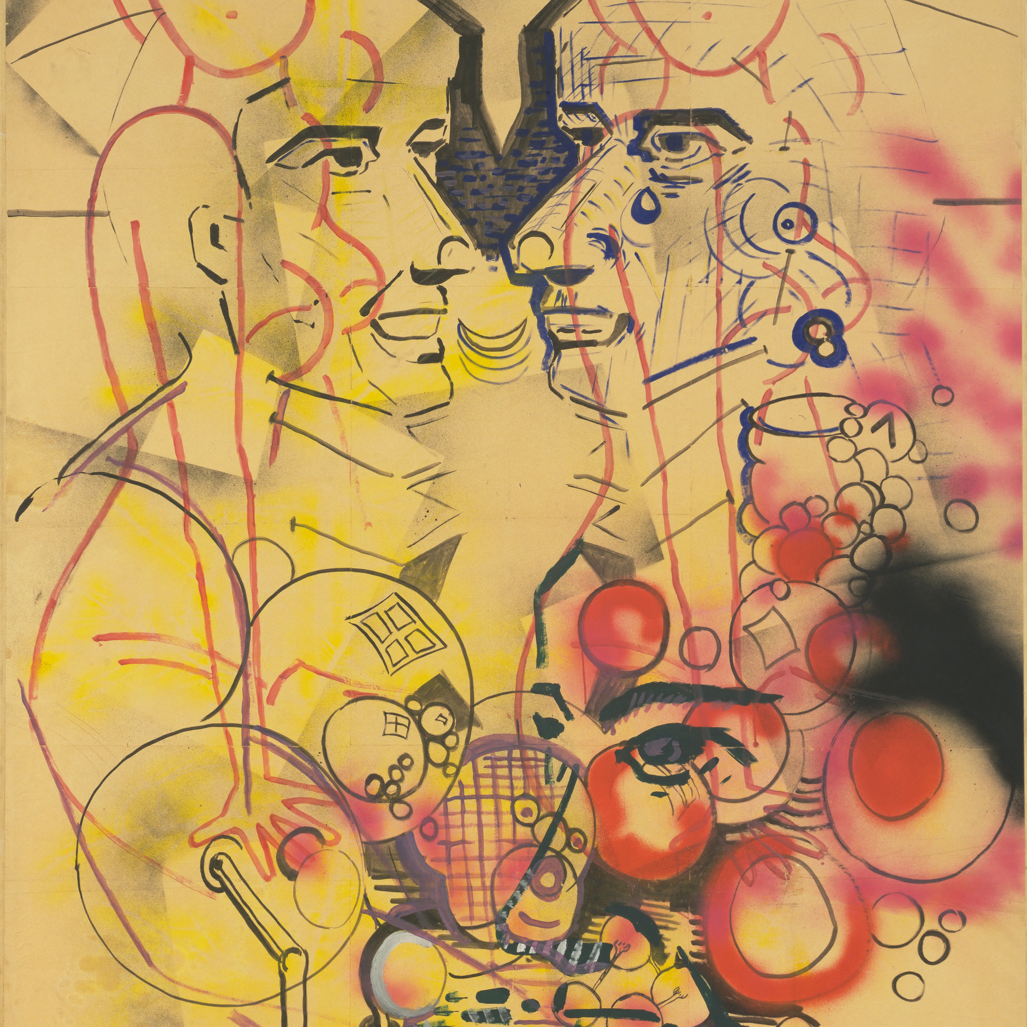 Sigmar Polke. Untitled. 1971. Watercolor, gouache, and synthetic polymer paint on paper mounted on canvas, 93 1/4 × 69 3/4″ (236.9 × 177.2 cm). Gift of the Dannheisser Foundation. © 2016 Estate of Sigmar Polke / Artists Rights Society (ARS), New York / VG Bild-Kunst, Bonn, Germany