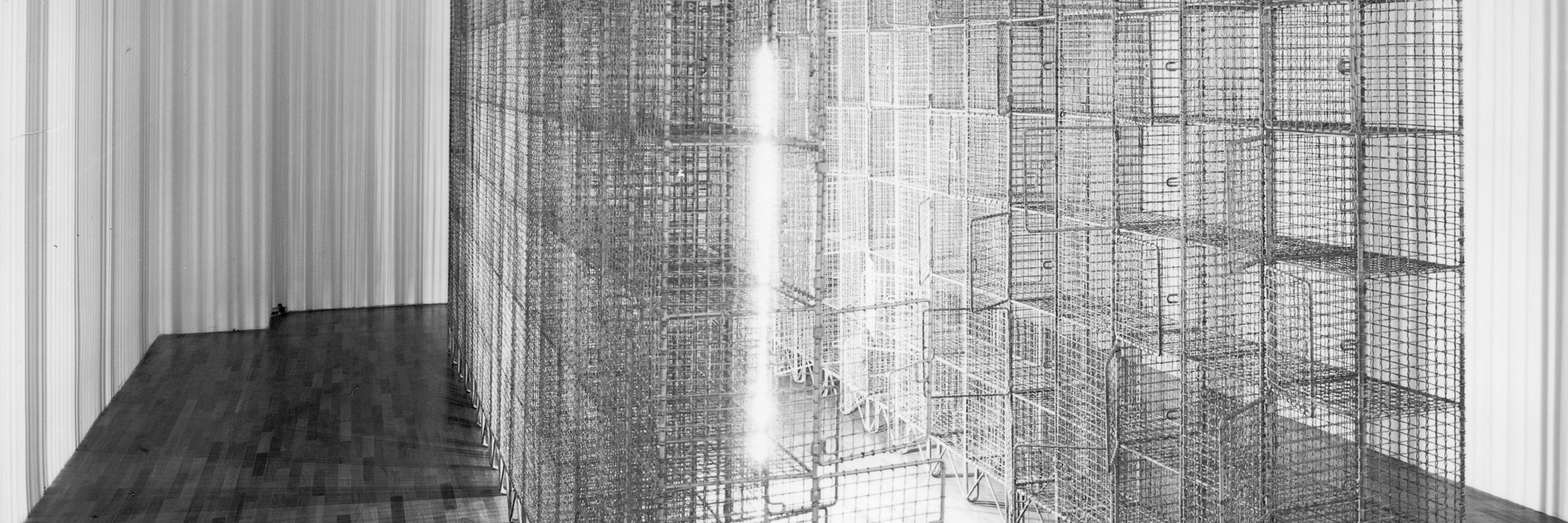 Mona Hatoum. Light Sentence. 1992. Installation view of Sense and Sensibility: Woman Artists and Minimalism in the Nineties at The Museum of Modern Art, New York. Photo: Mali Olatunji
