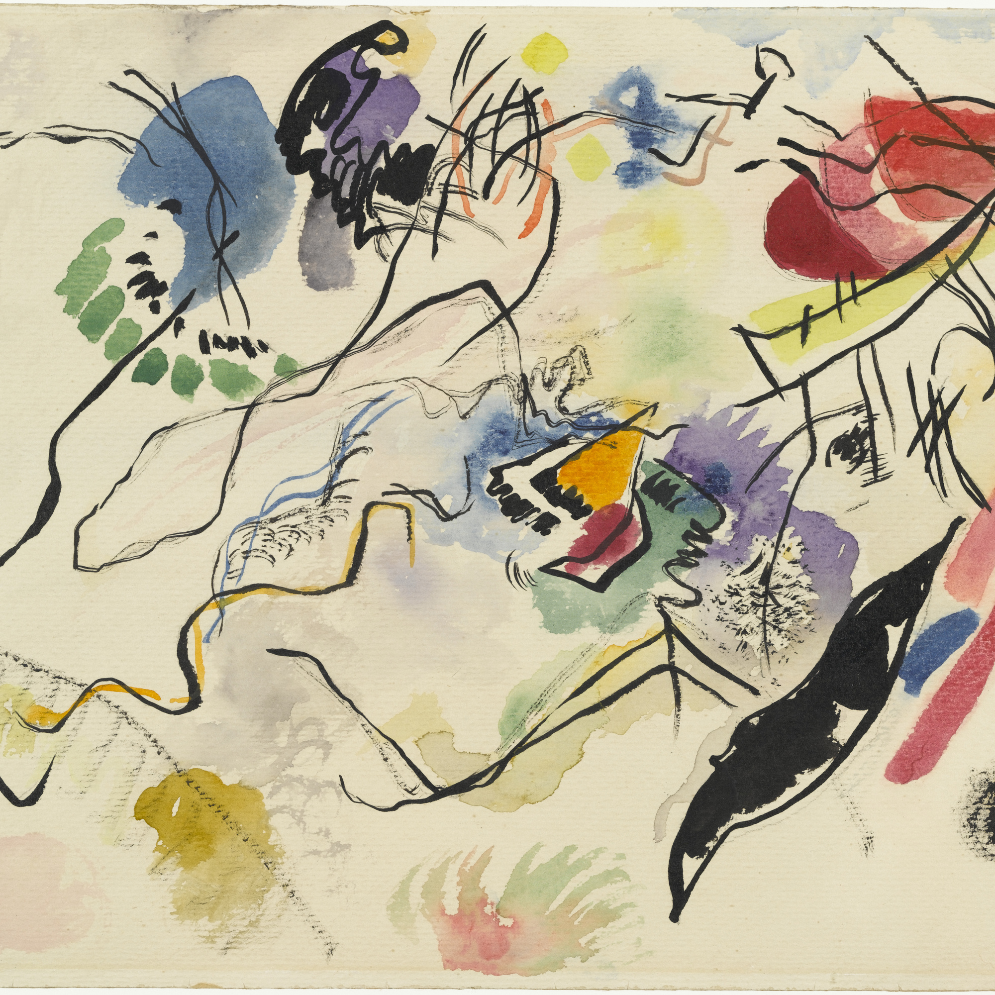 Vasily Kandinsky. Watercolor No. 14 (Aquarell No. 14). 1913. Watercolor and ink on paper, 9 3/8 × 12 3/8″ (23.8 × 31.4 cm). Katharine S. Dreier Bequest. © 2016 Artists Rights Society (ARS), New York / ADAGP, Paris. Photo: Robert Gerhardt