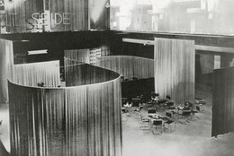 Lilly Reich. Women’s Fashion Exhibition, Berlin, Germany. View of the Velvet and Silk Café. 1927. Gelatin silver print, 8 × 10″ (20.3 × 25.4 cm). The Museum of Modern Art, New York. Mies van der Rohe Archive, gift of the architect