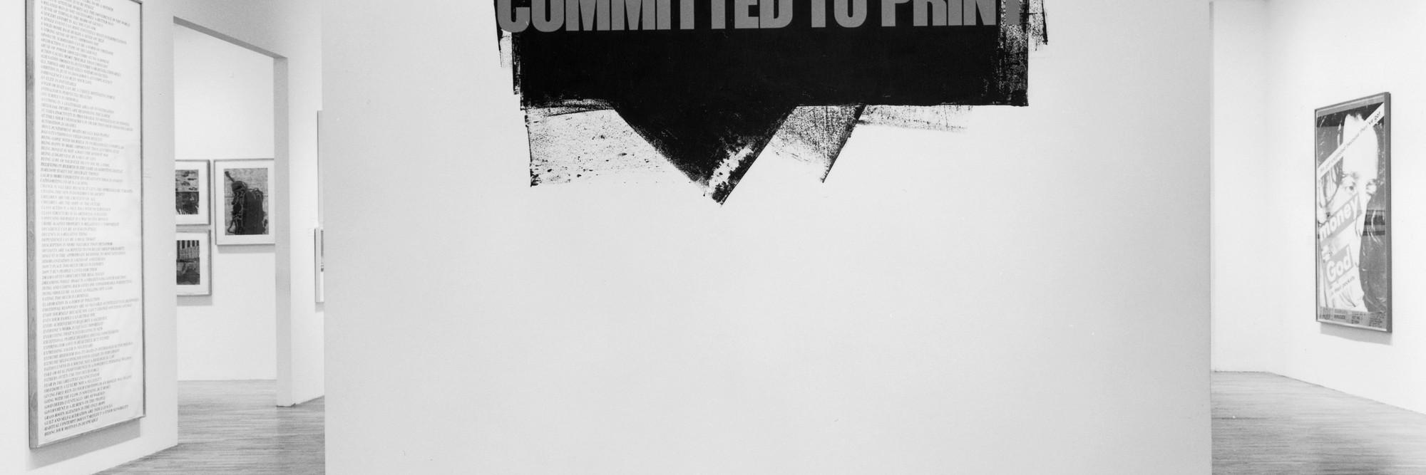 Installation view of Committed to Print. The Museum of Modern Art Archives, New York