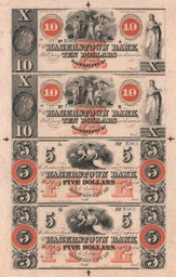 Artist unknown. Uncut banknote proof sheet. c. 1839