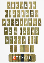 C. H. Hanson Company. Stencil Set: Marking, Lockedge, Adjustable, Brass, 1-inch size. c. 1945