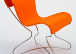 Eva Zeisel. Resilient Chair. 1948-49 Chrome-plated tubular steel and cotton, 28 1/2 x 26 x 26 1/2&#34; (72.4 x 66 x 67.3 cm). Manufacturer: Hudson Fixtures, USA. The Museum of Modern Art, New York. Gift of the designer Architecture &amp; Design 141.1995