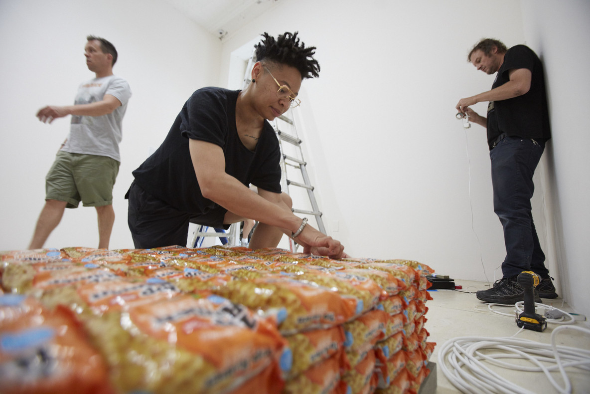Sable Elyse Smith installing Spread (2018)