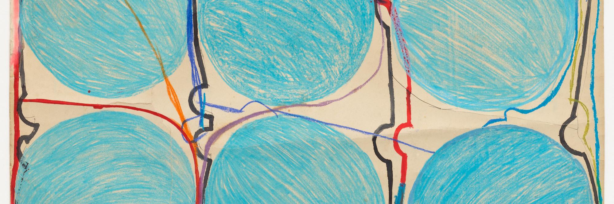 Atsuko Tanaka. Untitled. 1956. Crayon, watercolor, and felt-tip pen on paper, 42 7/8 × 30 3/8&#34; (108.9 × 77.2 cm). Purchased with funds provided by the Edward John Noble Foundation, Frances Keech Fund, and Committee on Drawings Funds. © 2019 Ryoji Ito