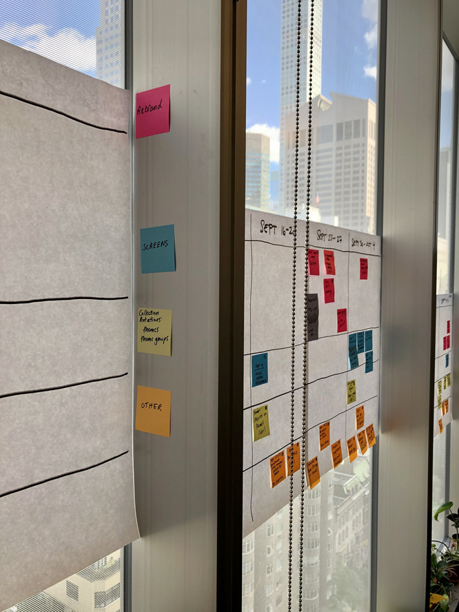 Post-it production timeline in MoMA’s Digital Media department. Photo: Jennifer Tobias