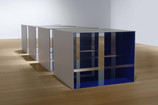 Donald Judd. Untitled. 1969. Clear anodized aluminum and blue Plexiglas. Four units, each 48 × 60 × 60&#34; (121.9 × 152.4 × 152.4 cm), with 12&#34; (30.5 cm) intervals. Overall: 48 × 276 × 60&#34; (121.9 × 701 × 152.4 cm). Saint Louis Art Museum. © 2020 Judd Foundation / Artists Rights Society (ARS), New York