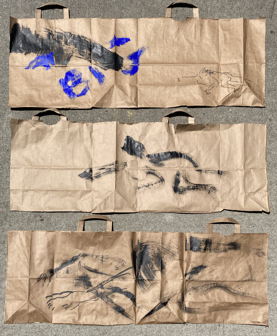 Simone Forti. Figure Bag Drawings. 2020
