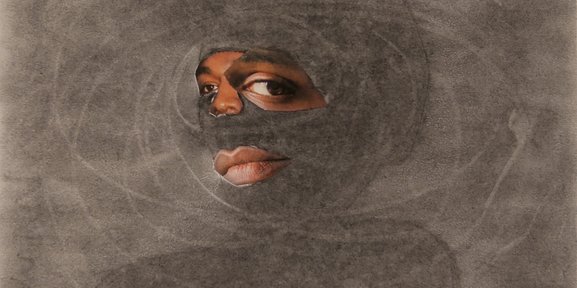 Tameca Cole. Locked in a Dark Calm. 2016. Collage and graphite on paper, 8 1/2 × 11". Collection Ellen Driscoll
