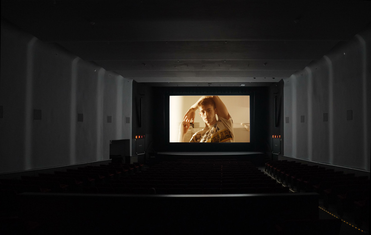 View of the June 28, 2021, DCP test of Ken Okiishi’s Vital Behaviors in MoMA’s Titus Theater 1