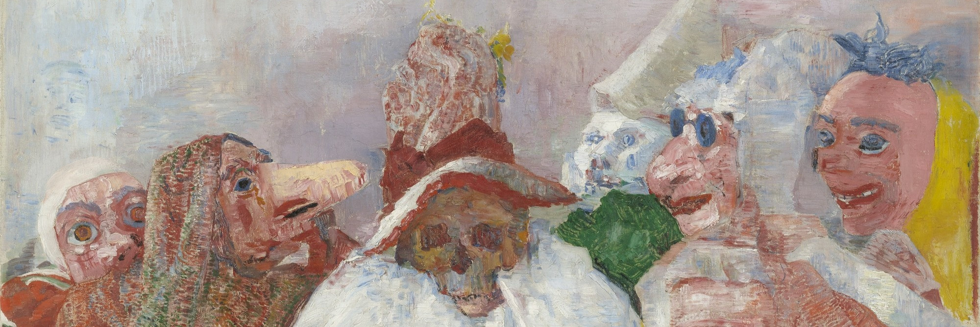 James Ensor. Masks Confronting Death. 1888. Oil on canvas, 32 x 39 1/2&#34; (81.3 x 100.3 cm). Mrs. Simon Guggenheim Fund