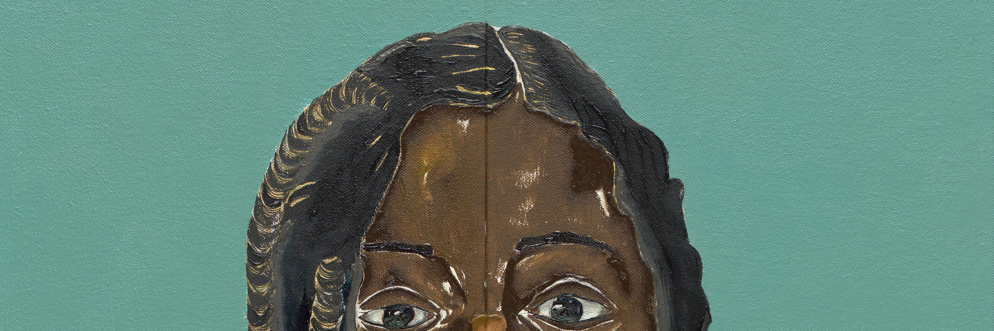 Dalton Paula. Liberata. 2020. Oil, pencil, and gold leaf on two joined canvases, 24 × 17 11/16&#34; (61 × 45 cm). Gift of Marie-Josée and Henry R. Kravis in honor of Peter Reed. © Dalton Paula
